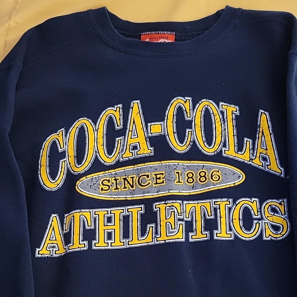 Coca Cola Athletics Navy Sweater men's med. Unisex vintage